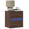 Image de Tables de chevet murales avec lumières LED 2 pcs chêne marron