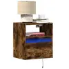 Image de Tables de chevet murales avec lumières LED 2 pcs chêne fumé