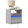 Image de Tables de chevet murales avec lumières LED 2 pcs sonoma gris, table de chevet flottante, support de téléphone, table 3307986
