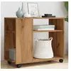 Image de Table d'appoint avec roues chêne artisanal bois d'ingénierie 853154