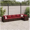 Image de Salon de jardin modulable resine tressee marron 6 pieces 63.0 x 63 x 57