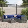 Image de 6 pieces salon de jardin modulable gris resine tressee 63.0 x 63 x 57