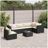 Image de Salon de jardin modulable noir 7 pieces rotin 63 x 63 x 57.5 cm