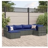 Image de Salon de jardin 6 pcs avec coussins Gris Résine tressée, ensemble de canapés d'extérieur, canapé d'angle de jardin, 3308215