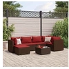 Image de Salon de jardin avec coussins 7 pcs marron résine tressée, ensemble de canapés d'extérieur, canapé d'angle de jardin, 3308221