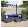 Image de Salon de jardin 7 pcs avec coussins Gris Résine tressée, ensemble de canapés d'extérieur, canapé d'angle de jardin, 3308223