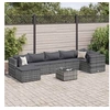 Image de Salon de jardin 8 pcs avec coussins Gris Résine tressée, ensemble de canapés d'extérieur, canapé d'angle de jardin, 3308234