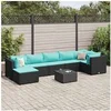 Image de Salon de jardin modulable 8 pieces rotin noir 63 x 63 x 57.5 cm