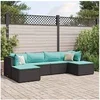 Image de Salon de jardin modulable GENERIQUE resine tressee 6 pieces noir 63 x 63 x 57.5 cm