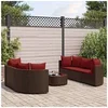 Image de GENERIQUE Salon de jardin modulable - Lot de 7 pièces - 1 table, 1 canapé - Résine tressée marron