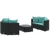 Image de Salon de jardin modulable - Lot de 5 pieces - Resine tressee - Noir - 63x63x57 cm