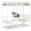 Image de Lit mezzanine avec bureau et chaises blanc 80x200 cm pin massif, cadre de lit mezzanine, cadre de lit de cabine, 3308557