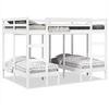 Image de Lit superposé triple blanc 140x200/70x140 cm bois de pin massif, cadre de lit superposé trio, meubles de chambre, 3308578