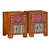 Image de Table de chevet 2 pcs 35x35x45 cm bois d acacia massif