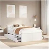 Image de Cadre de lit sans matelas avec tête de lit blanc 135x190 cm pin, meuble de chambre à coucher, lit double, sommier, 3308781