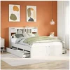 Image de Lit bibliothèque sans matelas blanc 140x190 cm bois pin massif, lit, meuble de chambre à coucher, lit avec rangement, 3308973
