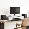 Image de Support de moniteur avec rangement blanc bois d'ingénierie, support de moniteur pour bureau, étagère de moniteur, 854679