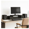 Image de Support de moniteur avec rangement noir bois d'ingénierie, support de moniteur pour bureau, étagère de moniteur, 854680