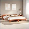 Image de Cadre de lit sans matelas cire marron 200x200cm bois pin massif, meuble de chambre à coucher, sommier, lit en bois, 855563