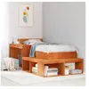 Image de Table de chevet avec bureau cire marron bois de pin massif