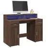 Image de Bureau et lumières LED chêne marron bois d ingénierie