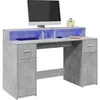 Image de Bureau et lumières LED gris béton 140x55x91cm bois d'ingénierie, bureau de travail, bureau d'étude, bureau à 3309423