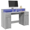 Image de Bureau et lumières LED sonoma gris 140x55x91 cm bois ingénierie