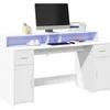 Image de Bureau avec lumières LED blanc 160x55x91 cm bois d ingénierie