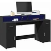 Image de Bureau avec lumières LED noir 160x55x91 cm bois d ingénierie