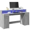 Image de Bureau et lumières LED sonoma gris 160x55x91 cm bois ingénierie