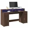 Image de Bureau et lumières LED chêne marron bois d ingénierie