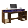 Image de Bureau et lumières LED chêne fumé 200x55x91cm bois d ingénierie
