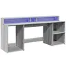 Image de Bureau avec lumières LED Sonoma gris 200x55x91 cm Bois d'ingénierie 3309443