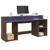 Image de Bureau et lumières LED chêne marron bois d ingénierie