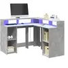 Image de Bureau et lumières LED gris béton 130x130x91cm bois ingénierie
