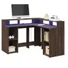 Image de Bureau et lumières LED chêne marron bois d ingénierie