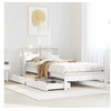 Image de Lit bibliothèque sans matelas blanc 90x200cm bois de pin massif, meuble de chambre à coucher, sommier, lit en bois, 3309819