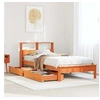 Image de Lit bibliothèque sans matelas cire marron 75x190 cm pin massif, meuble de chambre à coucher, sommier, lit en bois, 3309835
