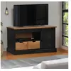 Image de Meuble TV HALDEN porte coulissante noir 110x40x60cm bois massif, meuble télé, meuble de support tv, console tv, 4018412
