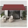 Image de Auvent manuel rétractable avec LED bordeaux 400x300 cm, auvent, auvent de porte, auvent de jardin, store, auvent de terrasse, auvent de porche