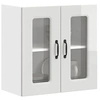 Image de Armoire murale de cuisine avec porte vitrée "Kalmar" Bois d'ingénierie blanc brillant 853669