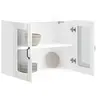 Image de Armoire murale de cuisine avec porte vitrée "Lucca" Bois d'ingénierie blanc brillant 853849