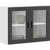 Image de Armoire murale de cuisine avec porte en verre Porto noir, meuble mural de cuisine, armoires murales avec portes, 854088