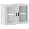 Image de Armoire murale de cuisine avec porte en verre Porto gris béton, meuble mural de cuisine, armoires murales avec 854091