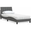 Image de Lit avec matelas gris foncé 80x200 cm tissu, meuble de chambre à coucher, lit simple, lit à panneaux, sommier, lit 3310490