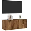 Image de Meuble TV mural vieux bois 80x30x30 cm bois d ingénierie