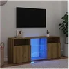 Image de Meuble TV avec lumières LED chêne artisanal bois d'ingénierie, support TV, meuble multimédia, console TV, meuble 856352