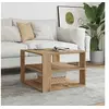 Image de Table basse chêne artisanal 58x58x40 cm bois d'ingénierie, table d'appoint, table de salon, table latérale, bout de 856497