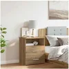 Image de Table de chevet chêne artisanal 50x32x60 cm bois d'ingénierie, armoire, meubles de chambre à coucher, support de 856566