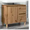 Image de Armoire lavabo chêne artisanal 65x33x60 cm bois d'ingénierie, meuble de lavabo de salle de bain, meuble de salle de 857121